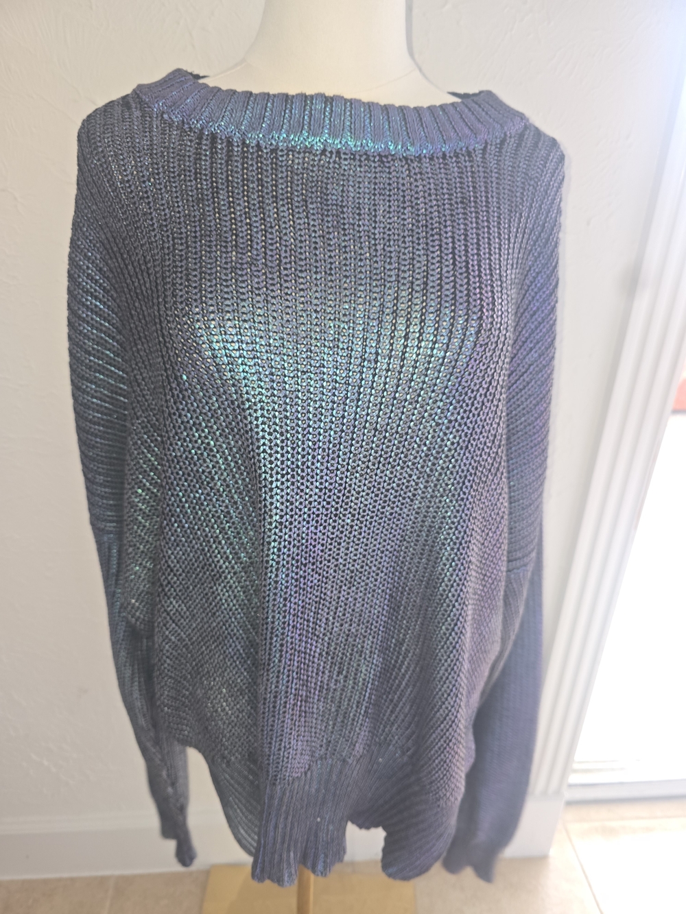 Beach Riot Iridescent Metallic Oversized Knit Sweater